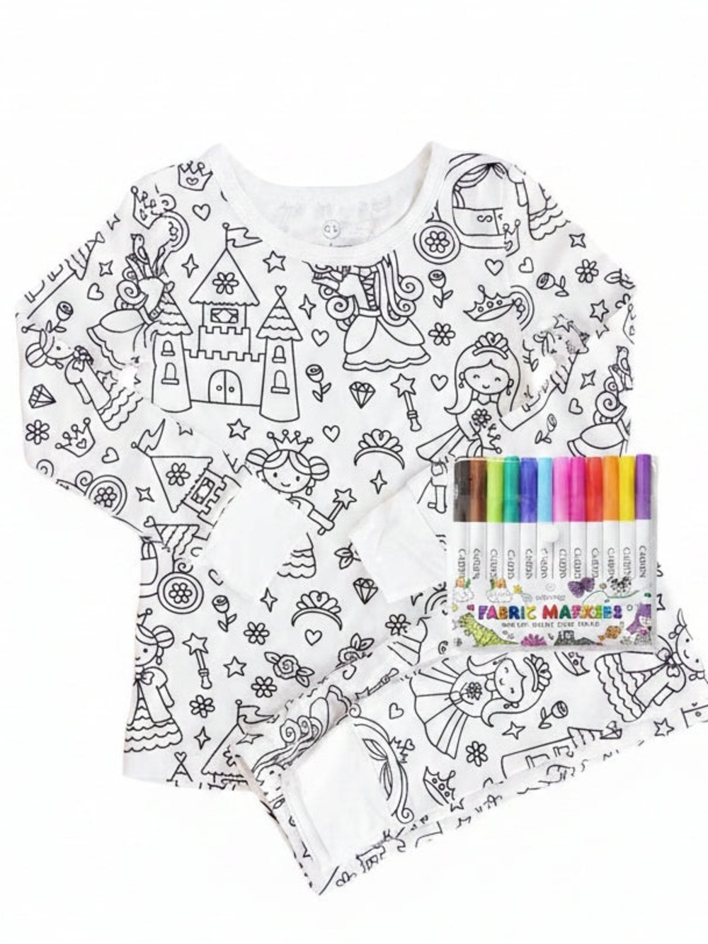 Caden lane Colorable Two Piece Pajama Set Far Far Away Kids Princess Coloring 2T